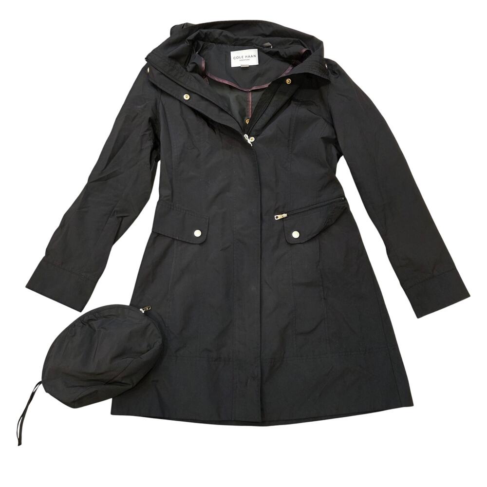 Cole Haan Signature black Travel Packable Rain Jacket sz S